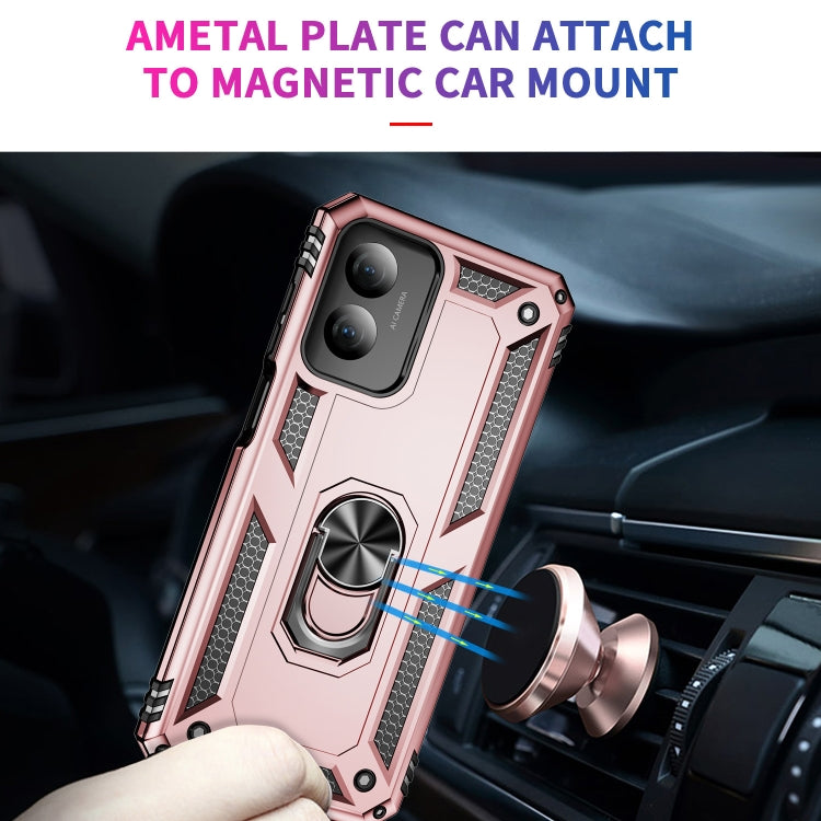 For Motorola Moto G Play 4G 2024 Shockproof TPU + PC Phone Case with Holder(Rose Gold) - Motorola Cases by PMC Jewellery | Online Shopping South Africa | PMC Jewellery | Buy Now Pay Later Mobicred