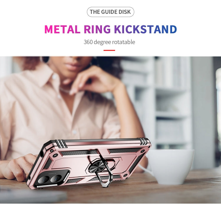 For Motorola Moto G Play 4G 2024 Shockproof TPU + PC Phone Case with Holder(Rose Gold) - Motorola Cases by PMC Jewellery | Online Shopping South Africa | PMC Jewellery | Buy Now Pay Later Mobicred