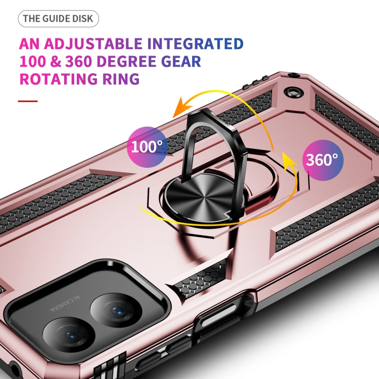 For Motorola Moto G Play 4G 2024 Shockproof TPU + PC Phone Case with Holder(Rose Gold) - Motorola Cases by PMC Jewellery | Online Shopping South Africa | PMC Jewellery | Buy Now Pay Later Mobicred
