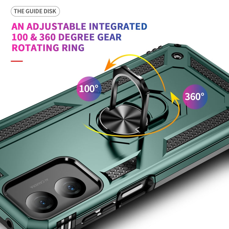 For Motorola Moto G Play 4G 2024 Shockproof TPU + PC Phone Case with Holder(Dark Green) - Motorola Cases by PMC Jewellery | Online Shopping South Africa | PMC Jewellery | Buy Now Pay Later Mobicred