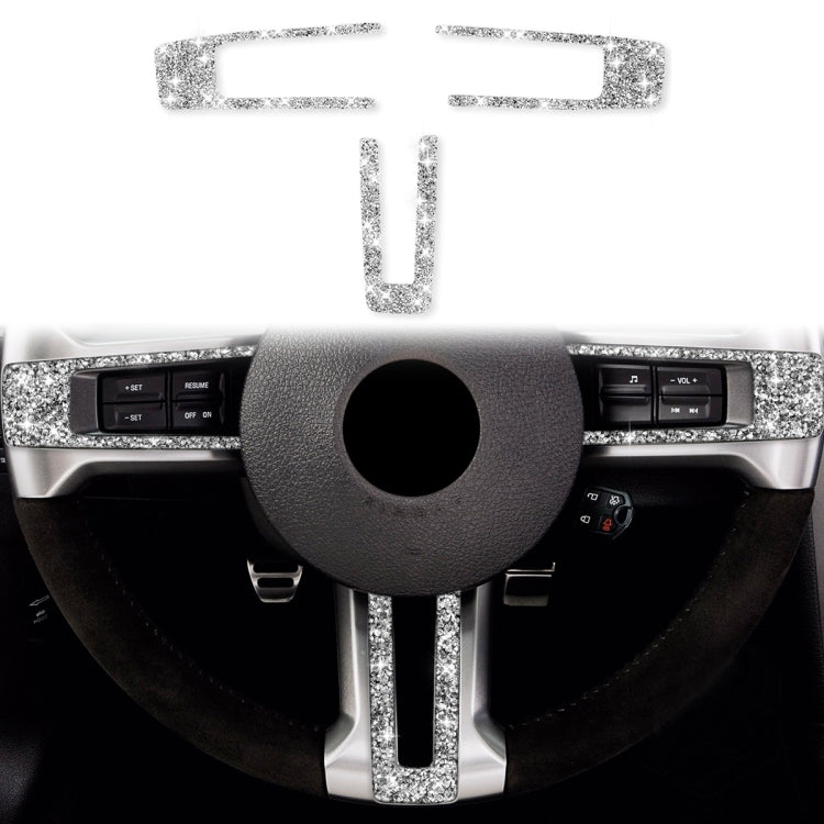 For Ford Mustang 2009-2013 3 in 1 Car Steering Wheel Diamond Decoration Sticker, Left Hand Drive - Car Interior Mouldings by PMC TechLife | Online Shopping South Africa | PMC TechLife | Buy Now Pay Later Mobicred
