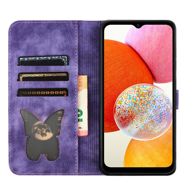 For Samsung Galaxy A15 Butterfly Cat Embossing Flip Leather Phone Case(Purple) - Galaxy Phone Cases by PMC TechLife | Online Shopping South Africa | PMC TechLife