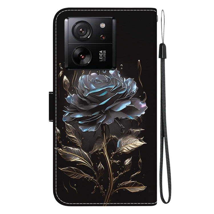 For Xiaomi 13T / 13T Pro / Redmi K60 Ultra Crystal Texture Colored Drawing Leather Phone Case(Black Rose) - Redmi K60 Ultra Cases by PMC TechLife | Online Shopping South Africa | PMC TechLife | Buy Now Pay Later Mobicred