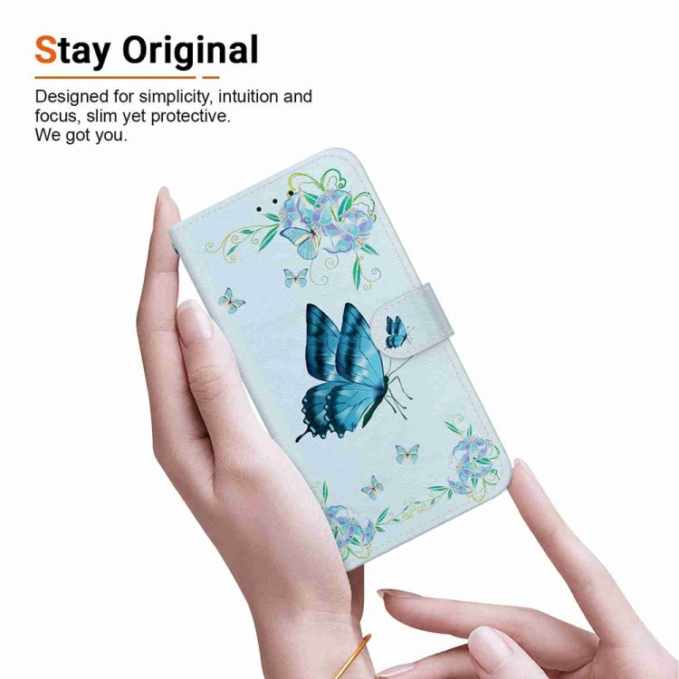 For OPPO A38 4G / A18 Crystal Texture Colored Drawing Leather Phone Case(Blue Pansies) - A38 Cases by PMC TechLife | Online Shopping South Africa | PMC TechLife | Buy Now Pay Later Mobicred