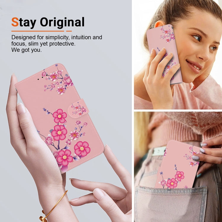 For OPPO Reno11 F Global Crystal Texture Colored Drawing Leather Phone Case(Cherry Blossoms) - Reno11 F Cases by PMC TechLife | Online Shopping South Africa | PMC TechLife | Buy Now Pay Later Mobicred