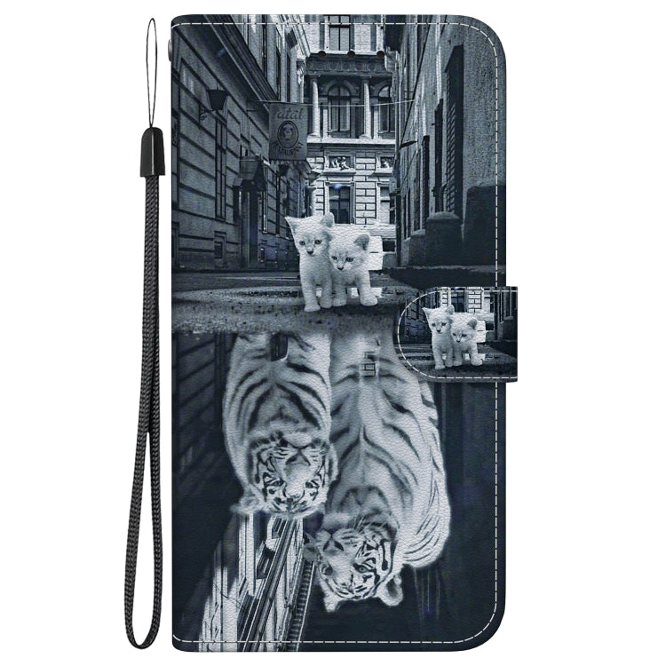 For OPPO Reno11 Pro 5G Global Crystal Texture Colored Drawing Leather Phone Case(Cat Tiger Reflection) - Reno11 Pro Cases by PMC TechLife | Online Shopping South Africa | PMC TechLife | Buy Now Pay Later Mobicred