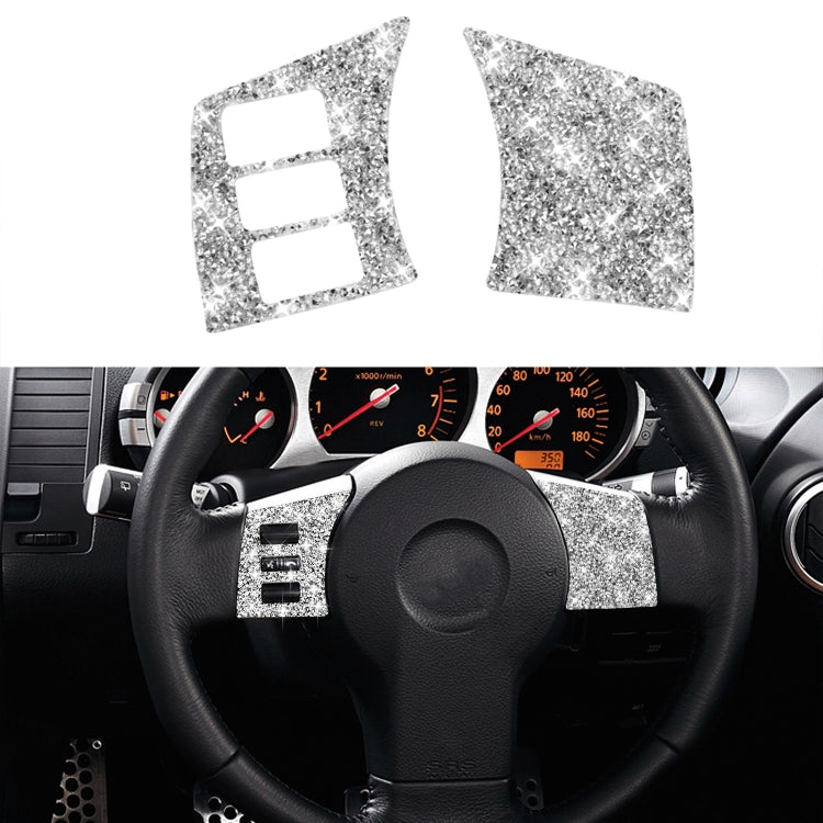 For Nissan 350Z 2003-2009 2pcs Car Steering Wheel Button Frame C Diamond Sticker,Left and Right Drive Universal - Car Interior Mouldings by PMC TechLife | Online Shopping South Africa | PMC TechLife | Buy Now Pay Later Mobicred