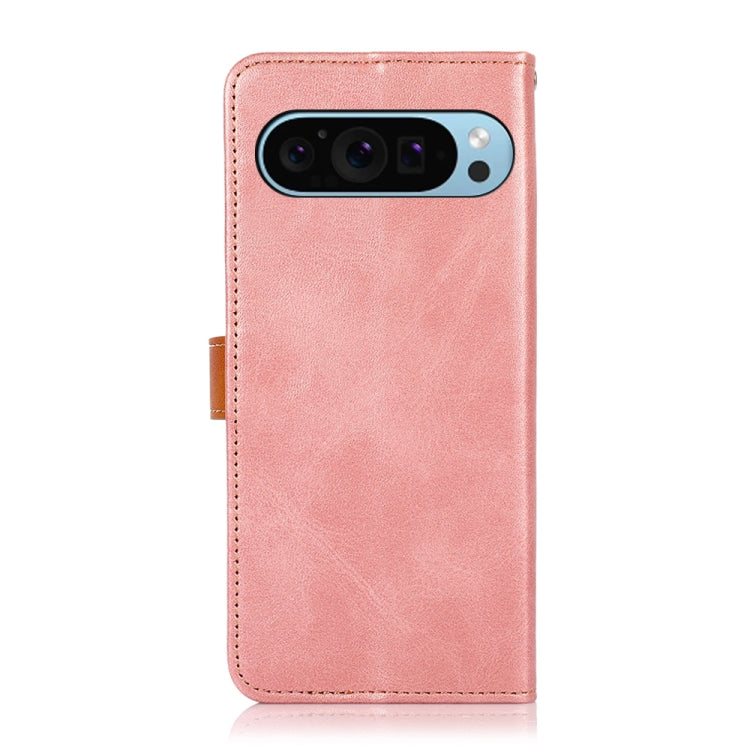 For Google Pixel 9 KHAZNEH Dual-color Cowhide Texture Flip Leather Phone Case(Rose Gold) - Google Cases by PMC TechLife | Online Shopping South Africa | PMC TechLife | Buy Now Pay Later Mobicred