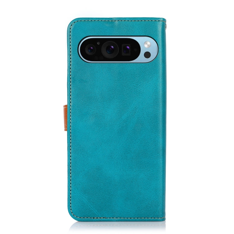 For Google Pixel 9 KHAZNEH Dual-color Cowhide Texture Flip Leather Phone Case(Blue) - Google Cases by PMC TechLife | Online Shopping South Africa | PMC TechLife | Buy Now Pay Later Mobicred