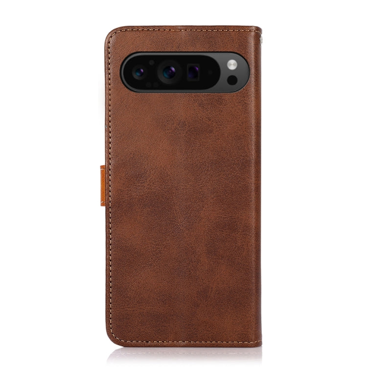 For Google Pixel 9 Pro KHAZNEH Dual-color Cowhide Texture Flip Leather Phone Case(Brown) - Google Cases by PMC TechLife | Online Shopping South Africa | PMC TechLife | Buy Now Pay Later Mobicred
