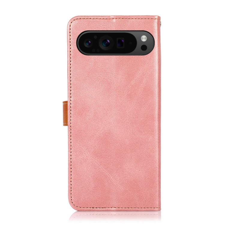 For Google Pixel 9 Pro KHAZNEH Dual-color Cowhide Texture Flip Leather Phone Case(Rose Gold) - Google Cases by PMC TechLife | Online Shopping South Africa | PMC TechLife | Buy Now Pay Later Mobicred