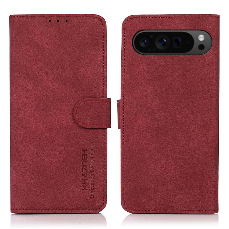 For Google Pixel 9 Pro KHAZNEH Matte Texture Leather Phone Case(Red) - Google Cases by PMC TechLife | Online Shopping South Africa | PMC TechLife | Buy Now Pay Later Mobicred