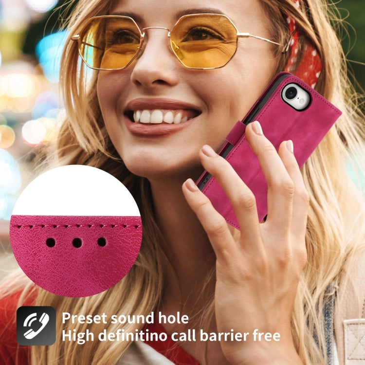 For iPhone 16e Skin-feel Flowers Embossed Wallet Leather Phone Case(Wine Red) - iPhone 16e Cases by PMC TechLife | Online Shopping South Africa | PMC TechLife | Buy Now Pay Later Mobicred