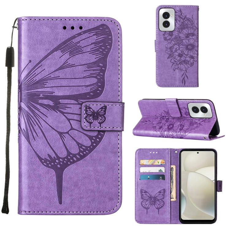 For Motorola Moto G Power 5G 2024 Embossed Butterfly Leather Phone Case(Purple) - free shipping - PMC Jewellery - Order now!