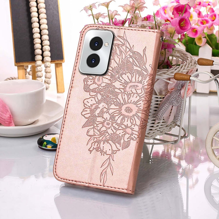 For Motorola Moto G Power 5G 2024 Embossed Butterfly Leather Phone Case(Rose Gold) - Motorola Cases by PMC Jewellery | Online Shopping South Africa | PMC Jewellery | Buy Now Pay Later Mobicred