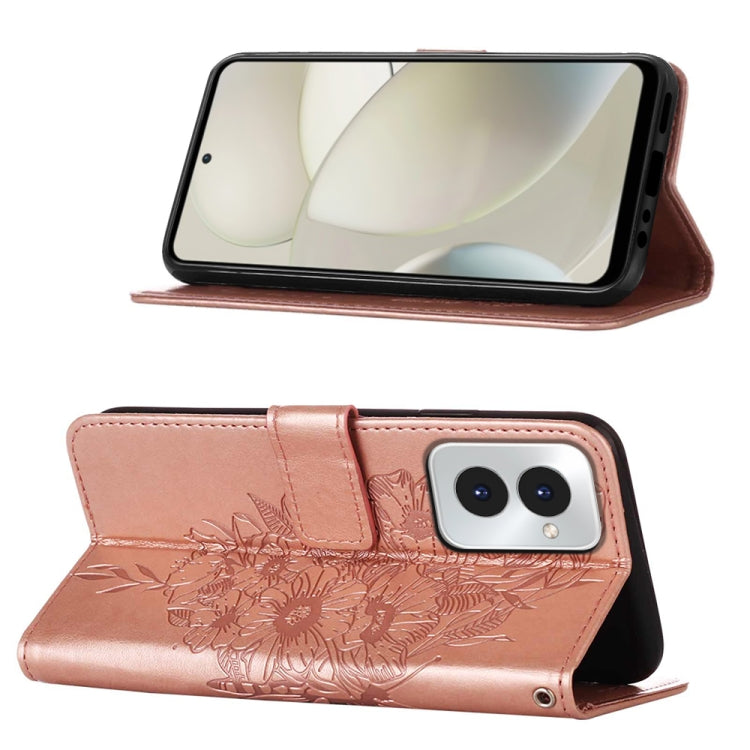 For Motorola Moto G Power 5G 2024 Embossed Butterfly Leather Phone Case(Rose Gold) - Motorola Cases by PMC Jewellery | Online Shopping South Africa | PMC Jewellery | Buy Now Pay Later Mobicred