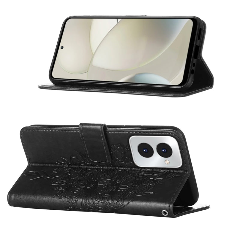 For Motorola Moto G Power 5G 2024 Embossed Butterfly Leather Phone Case(Black) - Motorola Cases by PMC Jewellery | Online Shopping South Africa | PMC Jewellery | Buy Now Pay Later Mobicred