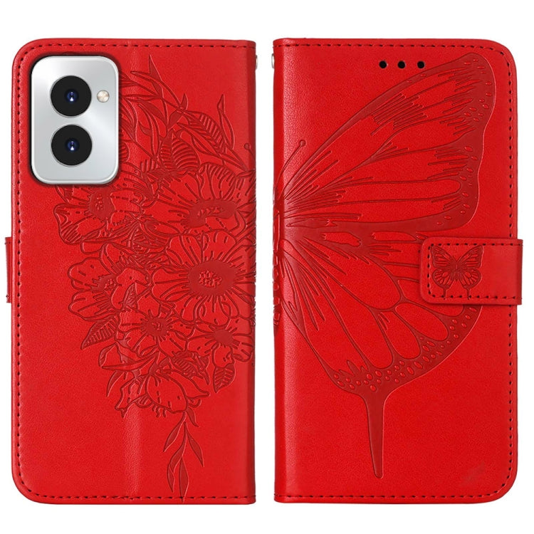 For Motorola Moto G Power 5G 2024 Embossed Butterfly Leather Phone Case(Red) - Motorola Cases by PMC Jewellery | Online Shopping South Africa | PMC Jewellery | Buy Now Pay Later Mobicred