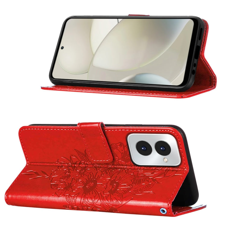 For Motorola Moto G Power 5G 2024 Embossed Butterfly Leather Phone Case(Red) - Motorola Cases by PMC Jewellery | Online Shopping South Africa | PMC Jewellery | Buy Now Pay Later Mobicred