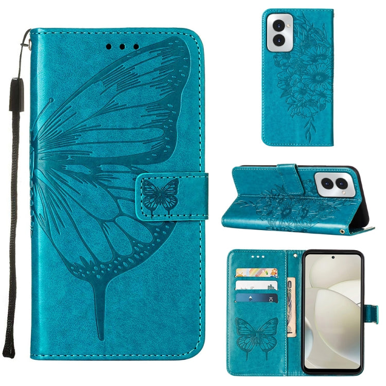 For Motorola Moto G Power 5G 2024 Embossed Butterfly Leather Phone Case(Blue) - Motorola Cases by PMC Jewellery | Online Shopping South Africa | PMC Jewellery | Buy Now Pay Later Mobicred