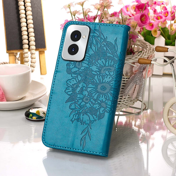 For Motorola Moto G Power 5G 2024 Embossed Butterfly Leather Phone Case(Blue) - Motorola Cases by PMC Jewellery | Online Shopping South Africa | PMC Jewellery | Buy Now Pay Later Mobicred
