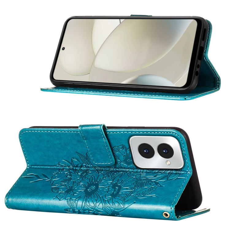 For Motorola Moto G Power 5G 2024 Embossed Butterfly Leather Phone Case(Blue) - Motorola Cases by PMC Jewellery | Online Shopping South Africa | PMC Jewellery | Buy Now Pay Later Mobicred