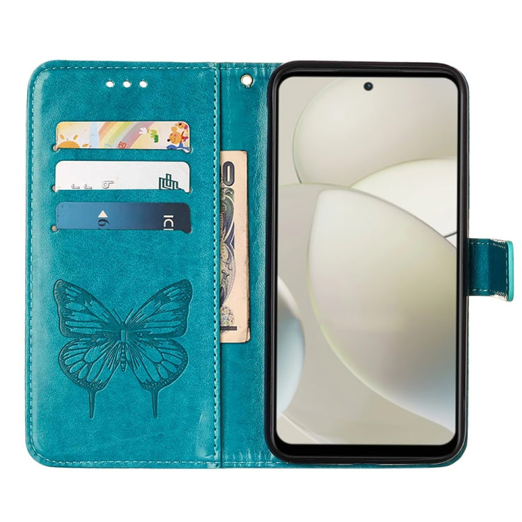 For Motorola Moto G Power 5G 2024 Embossed Butterfly Leather Phone Case(Blue) - Motorola Cases by PMC Jewellery | Online Shopping South Africa | PMC Jewellery | Buy Now Pay Later Mobicred