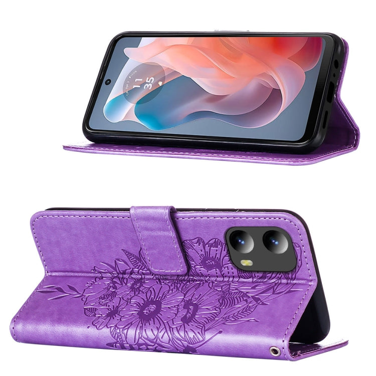 For Motorola Moto G Play 5G 2024 Embossed Butterfly Leather Phone Case(Purple) - free shipping - PMC Jewellery - Order now!