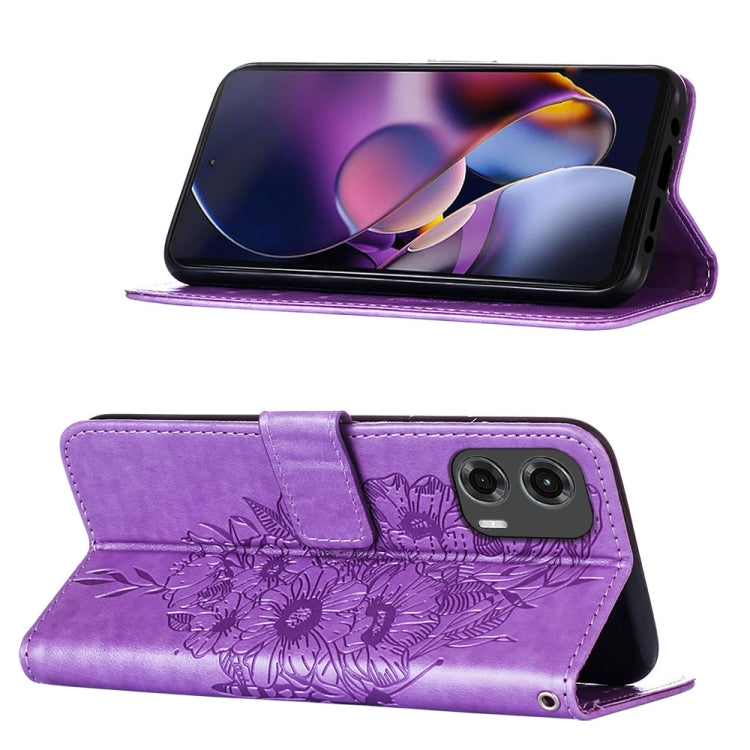 For Motorola Moto G Stylus 5G 2024 Embossed Butterfly Leather Phone Case(Purple) - free shipping - PMC Jewellery - Order now!
