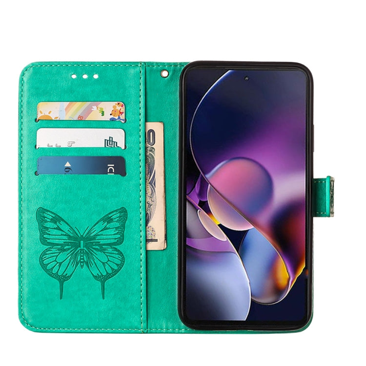 For Motorola Moto G Stylus 5G 2024 Embossed Butterfly Leather Phone Case(Green) - Motorola Cases by PMC Jewellery | Online Shopping South Africa | PMC Jewellery | Buy Now Pay Later Mobicred