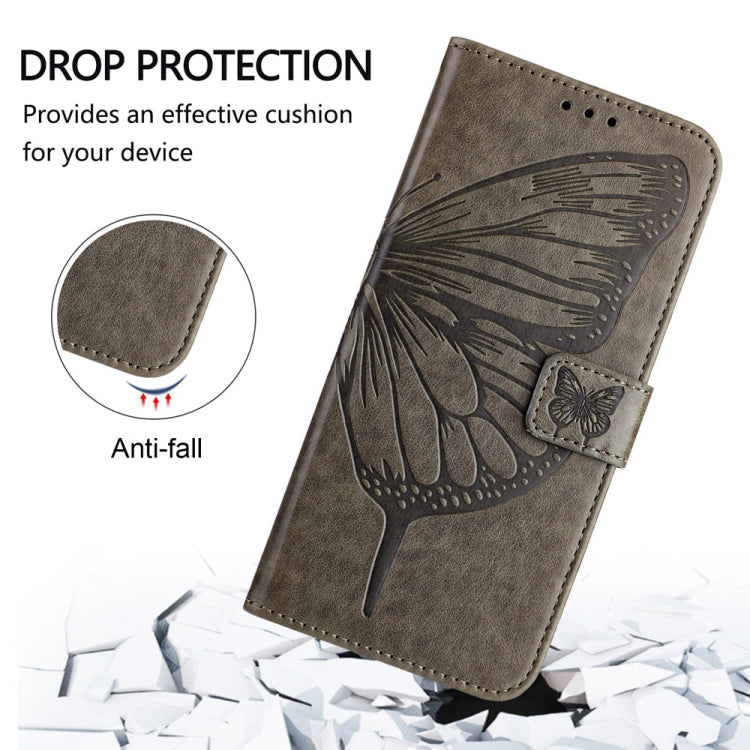 For Motorola Edge 50 Pro Embossed Butterfly Leather Phone Case(Grey) - Motorola Cases by PMC TechLife | Online Shopping South Africa | PMC TechLife | Buy Now Pay Later Mobicred