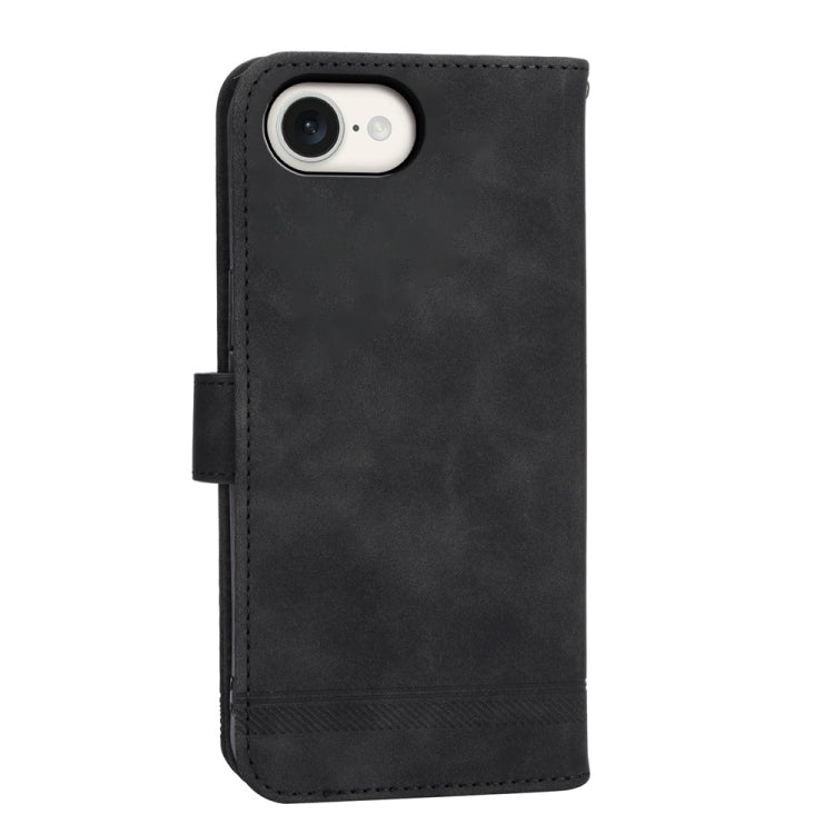 For iPhone 16e Dierfeng Dream Line TPU + PU Leather Phone Case(Black) - iPhone 16e Cases by PMC TechLife | Online Shopping South Africa | PMC TechLife | Buy Now Pay Later Mobicred