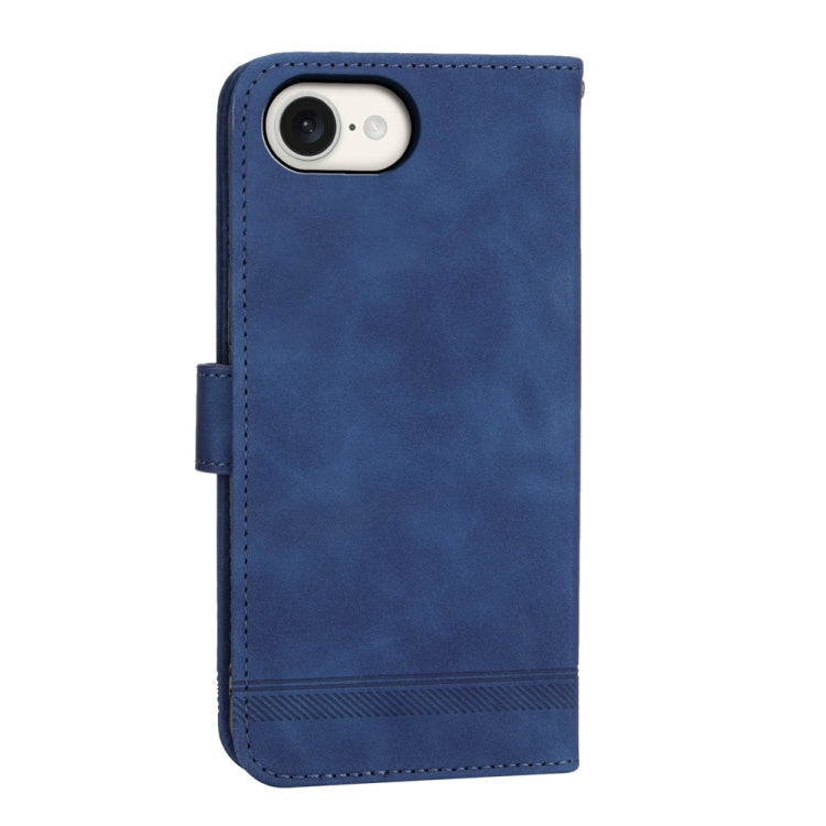 For iPhone 16e Dierfeng Dream Line TPU + PU Leather Phone Case(Blue) - iPhone 16e Cases by PMC TechLife | Online Shopping South Africa | PMC TechLife | Buy Now Pay Later Mobicred