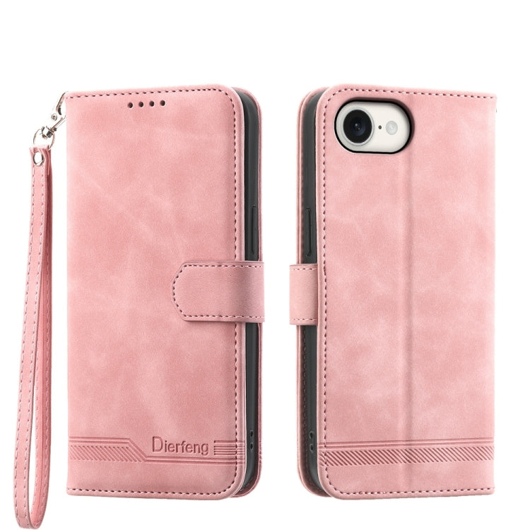 For iPhone 16e Dierfeng Dream Line TPU Hybrid PU Leather Phone Case(Pink) - free shipping - PMC TechLife - Order now!