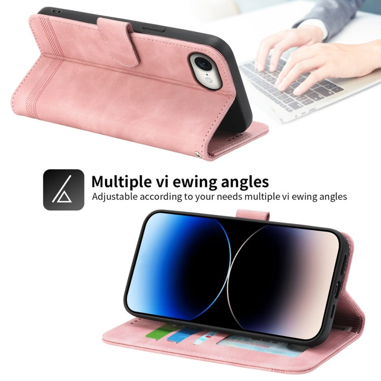 For iPhone 16e Dierfeng Dream Line TPU Hybrid PU Leather Phone Case(Pink) - free shipping - PMC TechLife - Order now!