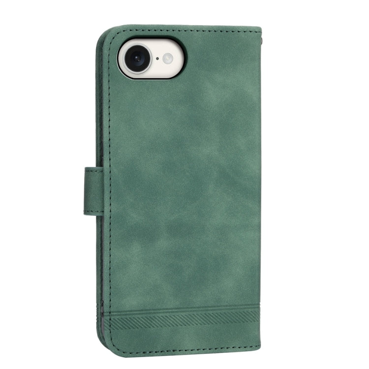 For iPhone 16e Dierfeng Dream Line TPU + PU Leather Phone Case(Green) - iPhone 16e Cases by PMC TechLife | Online Shopping South Africa | PMC TechLife | Buy Now Pay Later Mobicred