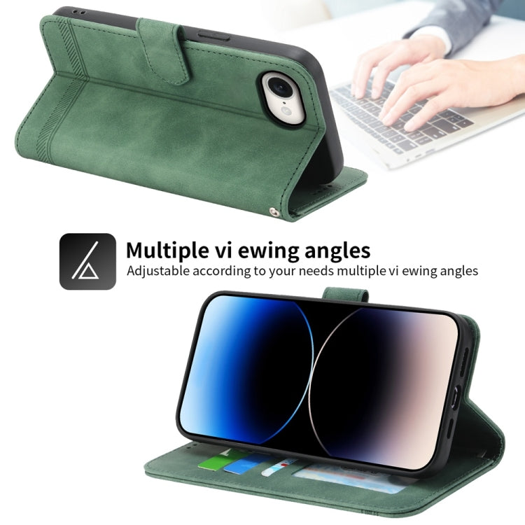 For iPhone 16e Dierfeng Dream Line TPU + PU Leather Phone Case(Green) - iPhone 16e Cases by PMC TechLife | Online Shopping South Africa | PMC TechLife | Buy Now Pay Later Mobicred