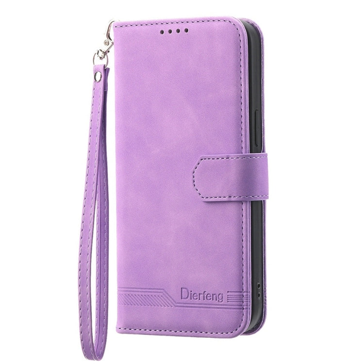 For iPhone 16e Dierfeng Dream Line TPU + PU Leather Phone Case(Purple) - iPhone 16e Cases by PMC TechLife | Online Shopping South Africa | PMC TechLife | Buy Now Pay Later Mobicred