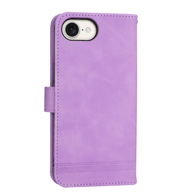 For iPhone 16e Dierfeng Dream Line TPU + PU Leather Phone Case(Purple) - iPhone 16e Cases by PMC TechLife | Online Shopping South Africa | PMC TechLife | Buy Now Pay Later Mobicred