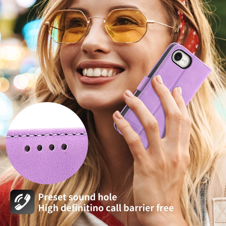 For iPhone 16e Dierfeng Dream Line TPU + PU Leather Phone Case(Purple) - iPhone 16e Cases by PMC TechLife | Online Shopping South Africa | PMC TechLife | Buy Now Pay Later Mobicred