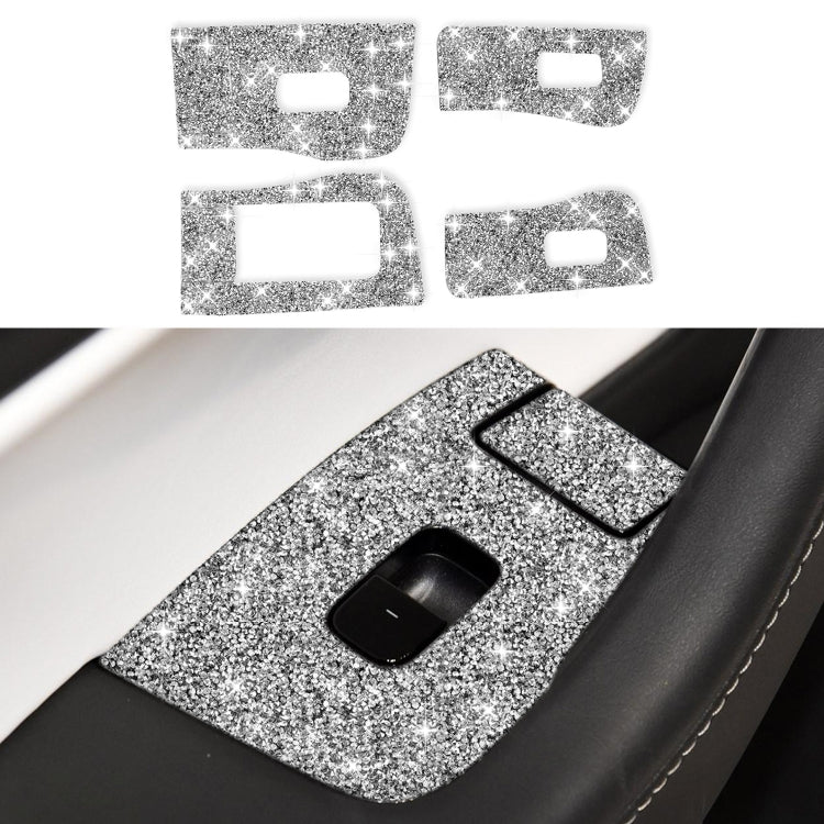 For Tesla Model 3 Car Window Raising Button Diamond Sticker, Left Drive - Car Interior Mouldings by PMC TechLife | Online Shopping South Africa | PMC TechLife | Buy Now Pay Later Mobicred