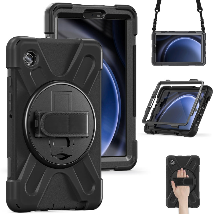 For Samsung Galaxy Tab A9 Rotary Handle Grab TPU + PC Tablet Case(Black) - Galaxy Tab A9 by PMC TechLife | Online Shopping South Africa | PMC TechLife