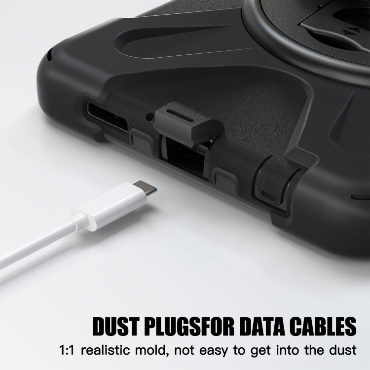 For Samsung Galaxy Tab A9 Rotary Handle Grab TPU + PC Tablet Case(Black) - Galaxy Tab A9 by PMC TechLife | Online Shopping South Africa | PMC TechLife