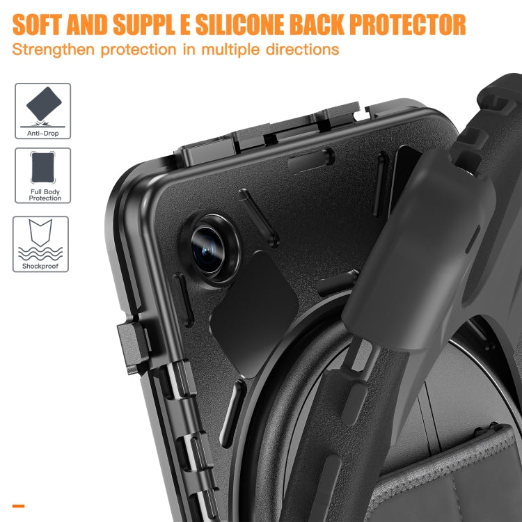 For Samsung Galaxy Tab A9 Rotary Handle Grab TPU + PC Tablet Case(Black) - Galaxy Tab A9 by PMC TechLife | Online Shopping South Africa | PMC TechLife