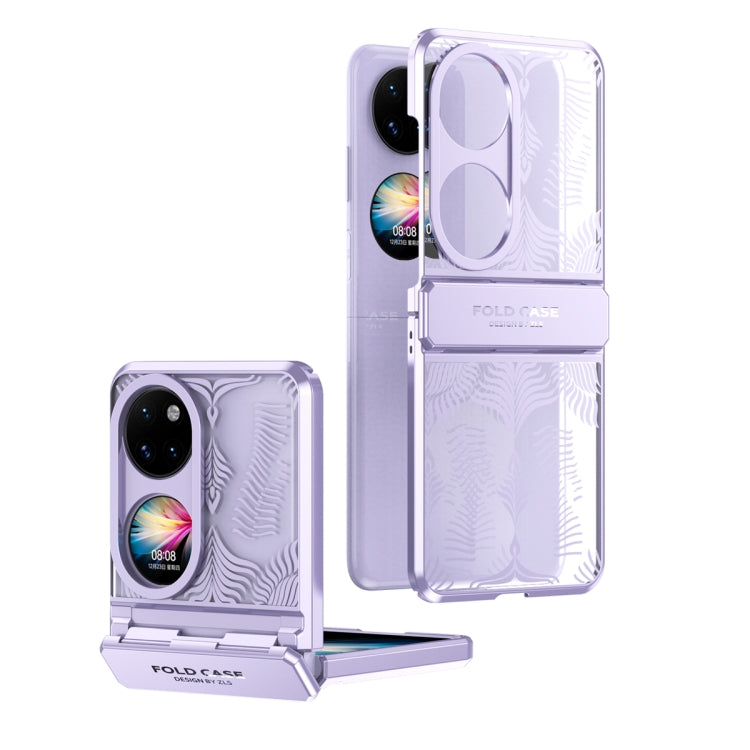 For Huawei P50 Pocket Angel Wings Electroplated Frosted Phone Case(Purple) - Huawei Cases by PMC TechLife | Online Shopping South Africa | PMC TechLife