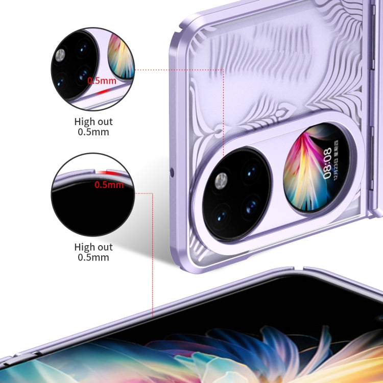 For Huawei P50 Pocket Angel Wings Electroplated Frosted Phone Case(Purple) - Huawei Cases by PMC TechLife | Online Shopping South Africa | PMC TechLife