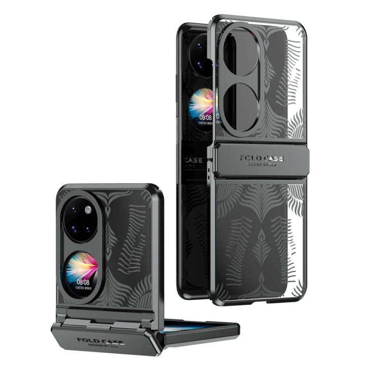 For Huawei P50 Pocket Angel Wings Electroplated Frosted Phone Case(Black) - Huawei Cases by PMC TechLife | Online Shopping South Africa | PMC TechLife | Buy Now Pay Later Mobicred