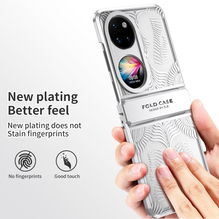 For Huawei P50 Pocket Angel Wings Electroplated Frosted Phone Case(Silver) - Huawei Cases by PMC TechLife | Online Shopping South Africa | PMC TechLife | Buy Now Pay Later Mobicred