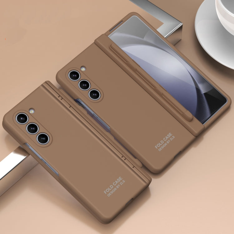 For Samsung Galaxy Z Fold5 Extraordinary Series Hinged Folding Full Phone Case with Pen Slot & Stylus(Coffee) - free shipping - PMC TechLife - Order now!