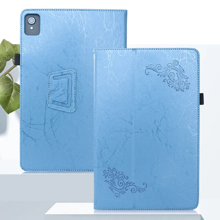 For TCL NxtPaper 11 Flower Embossed Leather Tablet Case with Handrest Strap & Pen Slot(Blue) - Others by PMC TechLife | Online Shopping South Africa | PMC TechLife | Buy Now Pay Later Mobicred